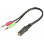Cabo 3,5mm 2xM Stereo ->1xF 4C audio + micro - 2102.2552
